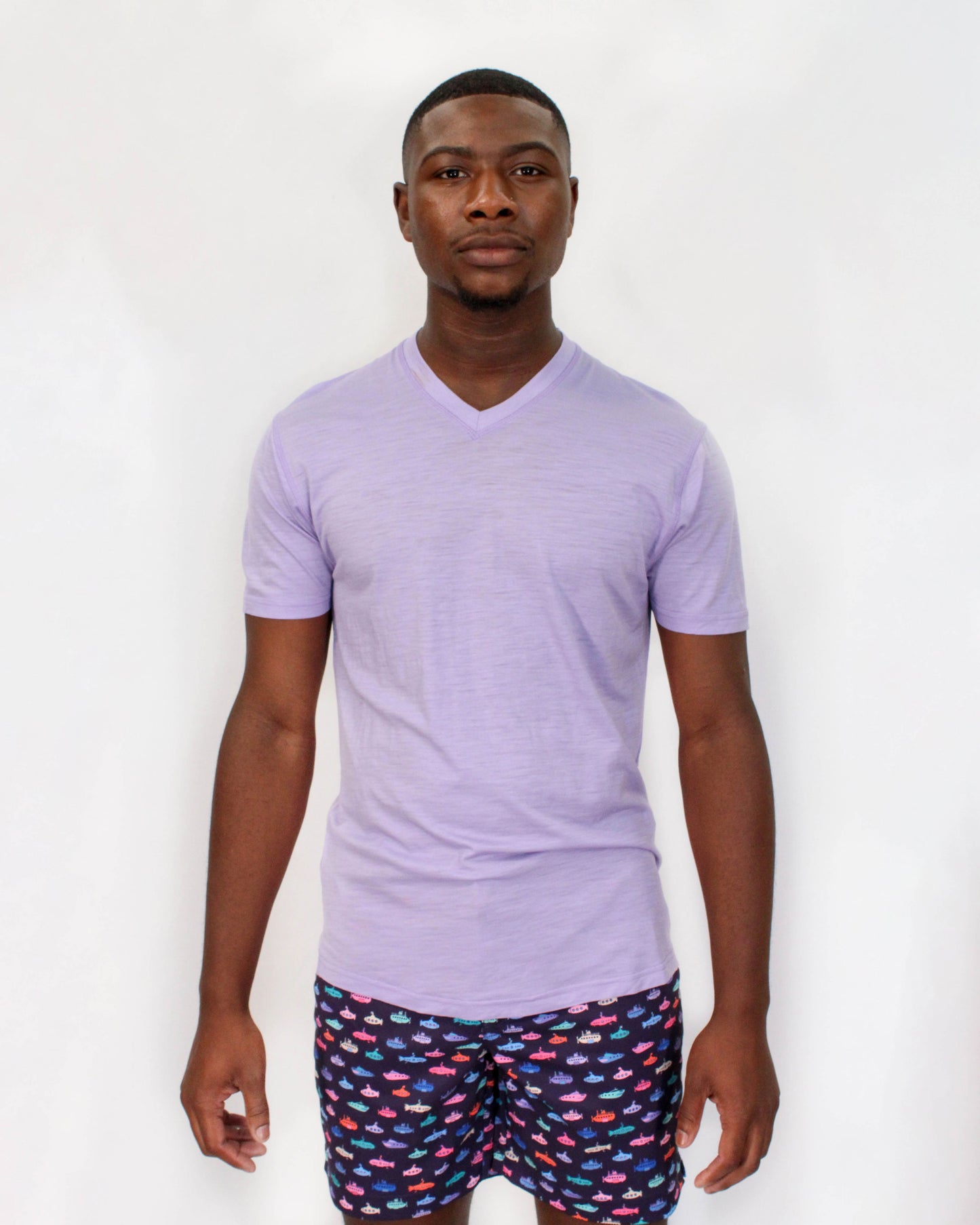 VICTOR V-NECK MERINO SHIRT - LAVENDER