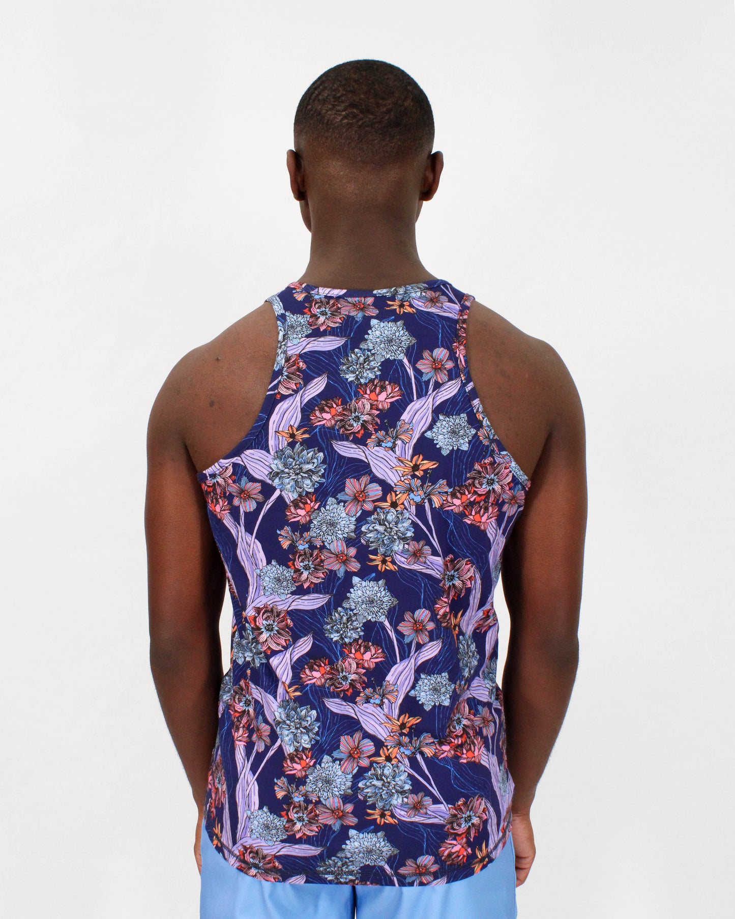 TEDFORD OCEAN FLORAL TANK IN NAVY