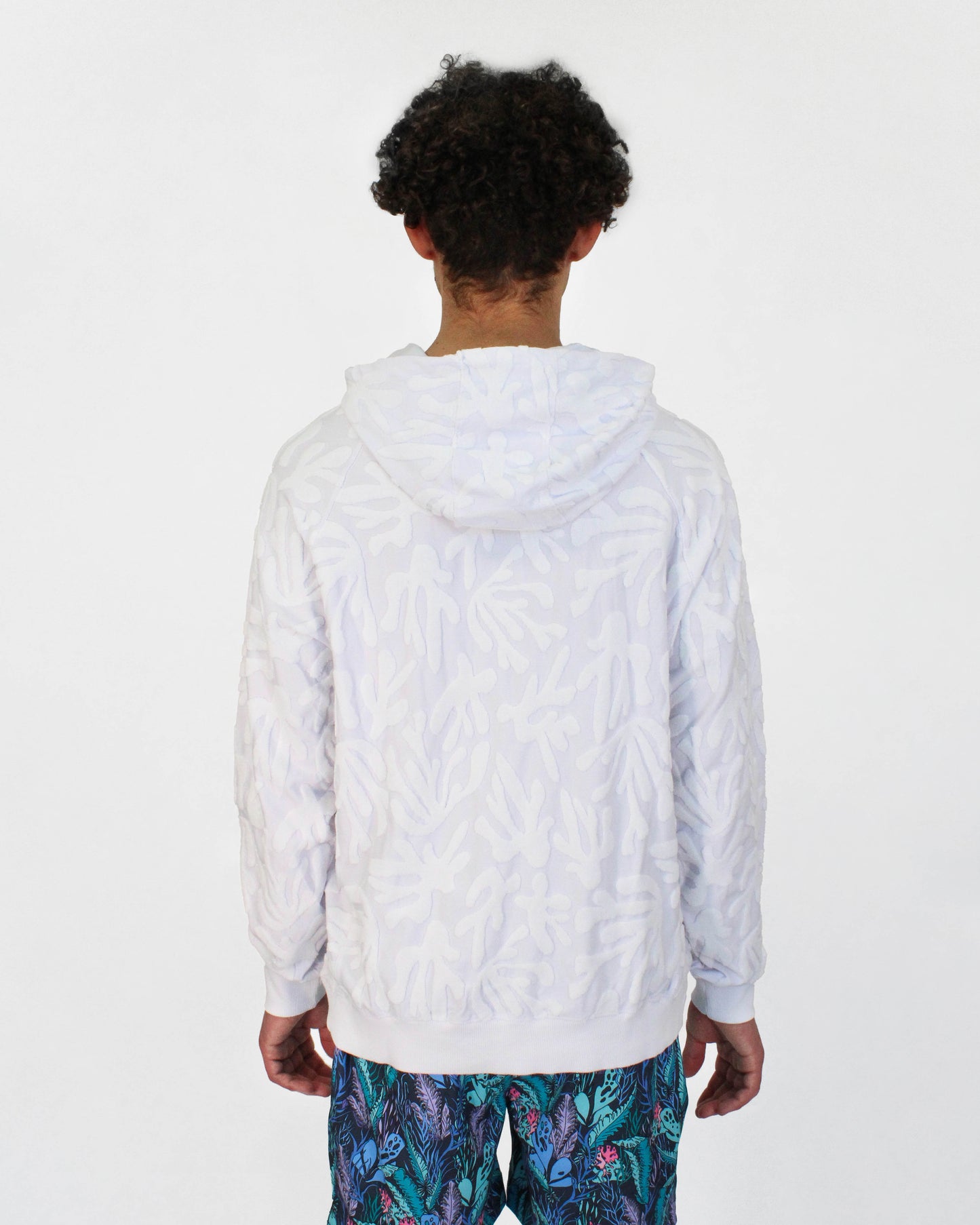 HOWARD CORAL TOWEL HOODIE IN WHITE