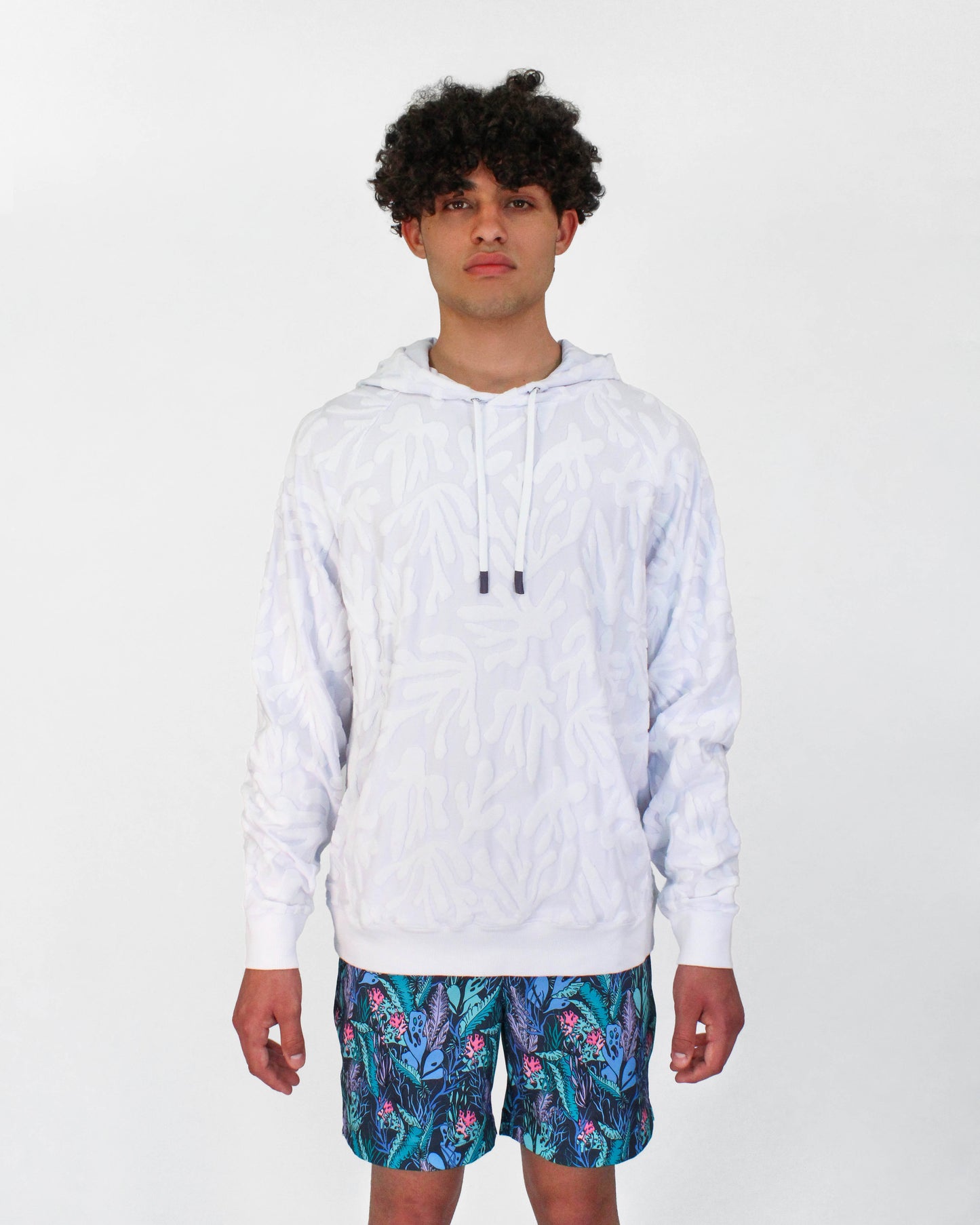 HOWARD CORAL TOWEL HOODIE IN WHITE