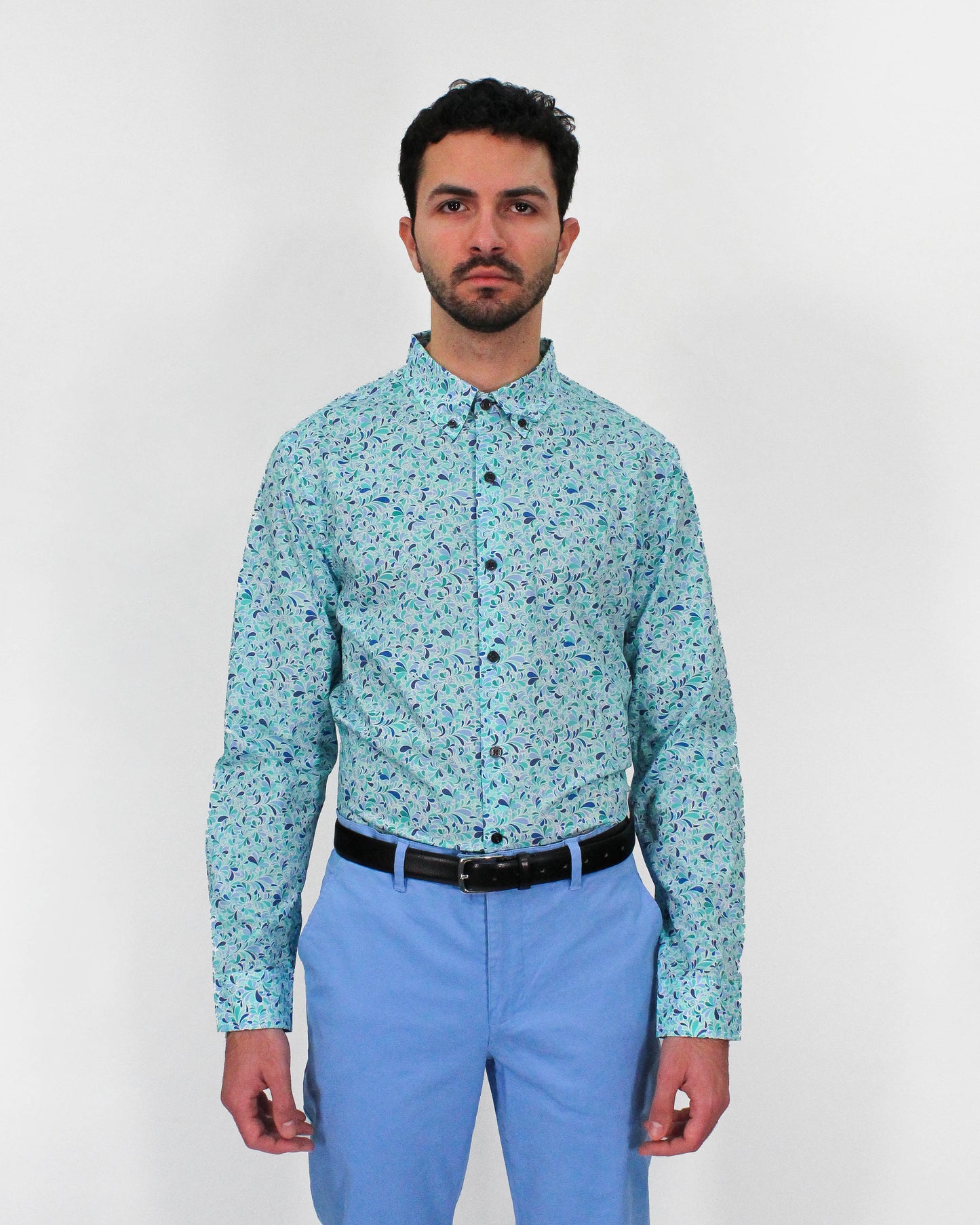 MITCHELL SMALL SWIRL SHIRT IN LAGOON