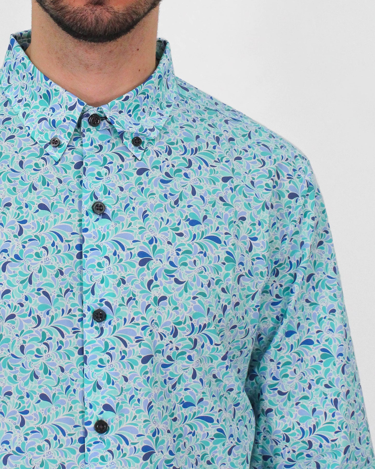 MITCHELL SMALL SWIRL SHIRT IN LAGOON