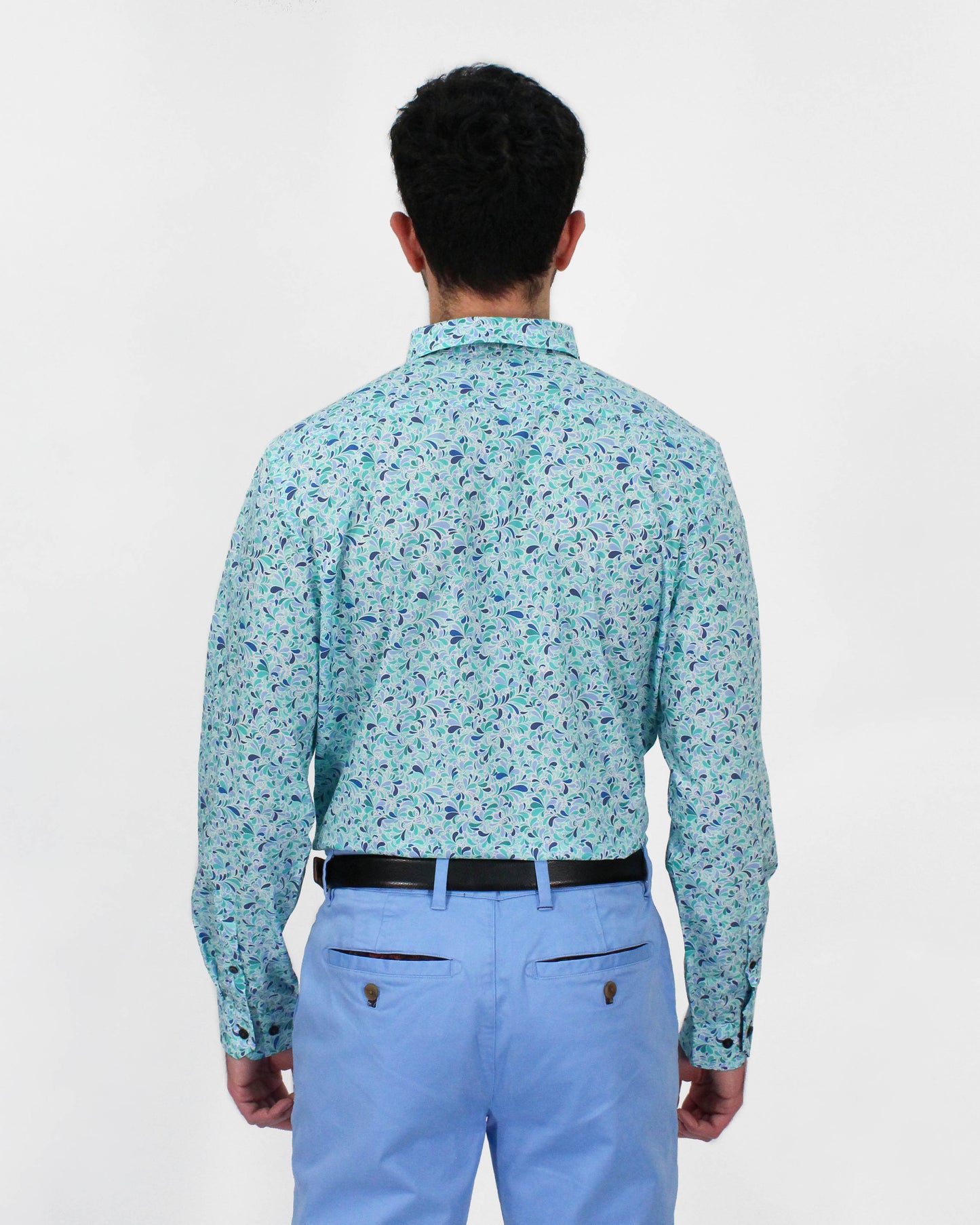 MITCHELL SMALL SWIRL SHIRT IN LAGOON