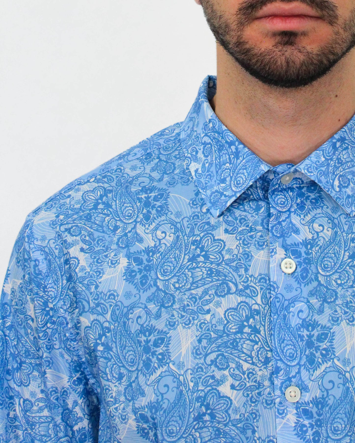 NIGEL PAISLEY WAVE SHIRT IN BLUE