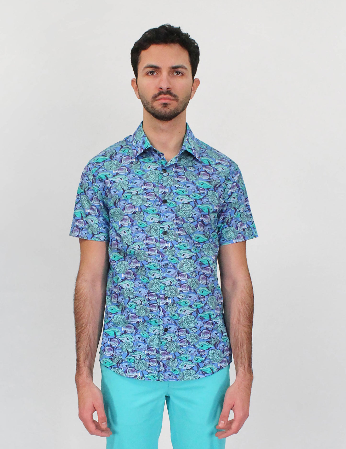 GEORGE FISH SKOOL SHIRT IN LAGOON