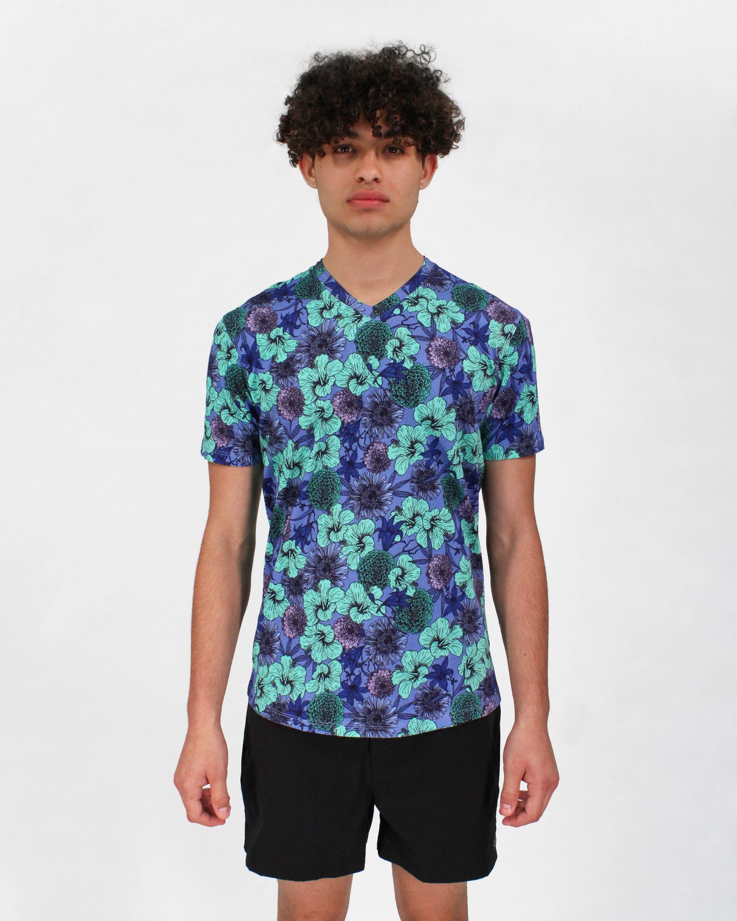 MAZE HIBISCUS GARDEN SHIRT IN BLUE