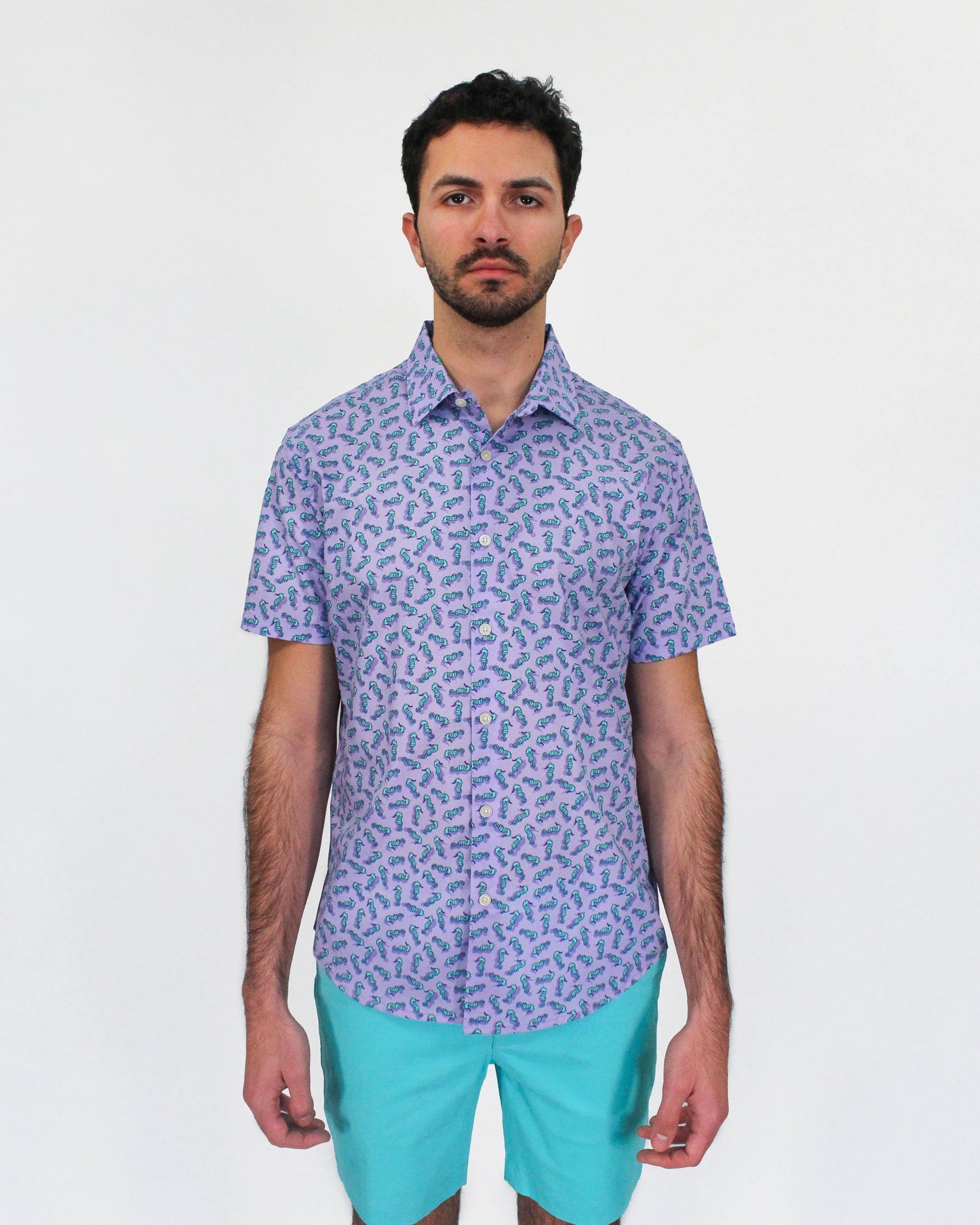 SCOTT SWIMMING SEAHORSES SHIRT IN LAVENDER