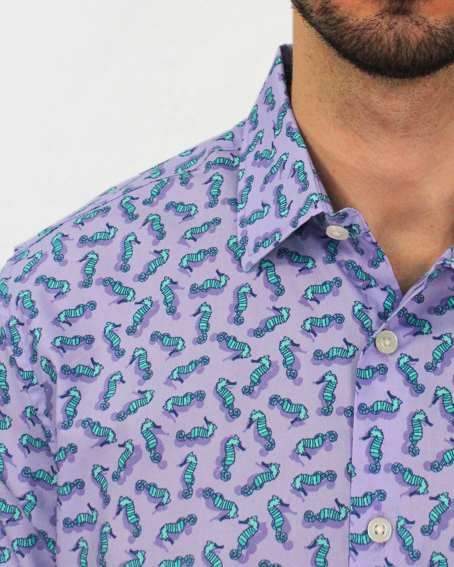 SCOTT SWIMMING SEAHORSES SHIRT IN LAVENDER