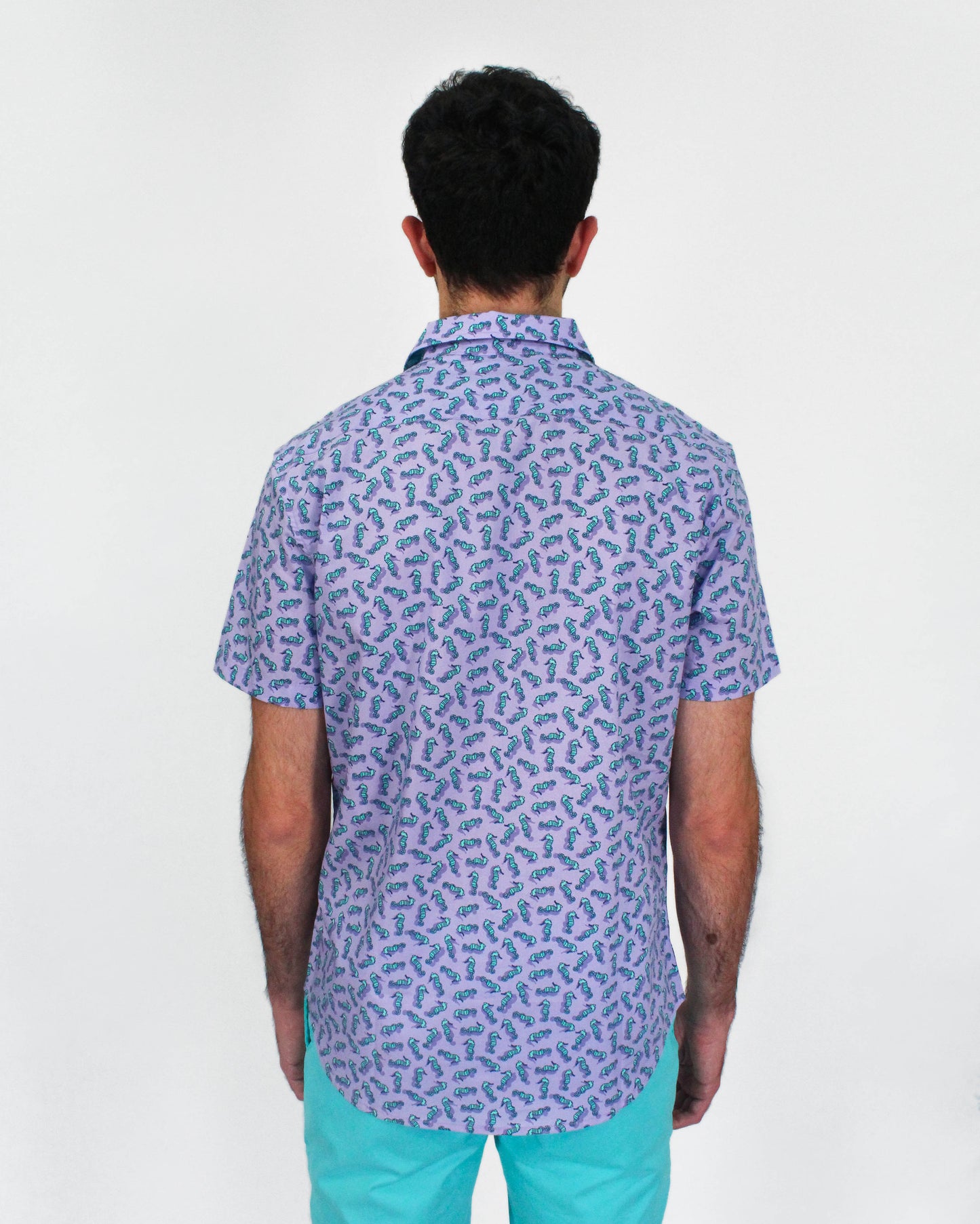 SCOTT SWIMMING SEAHORSES SHIRT IN LAVENDER