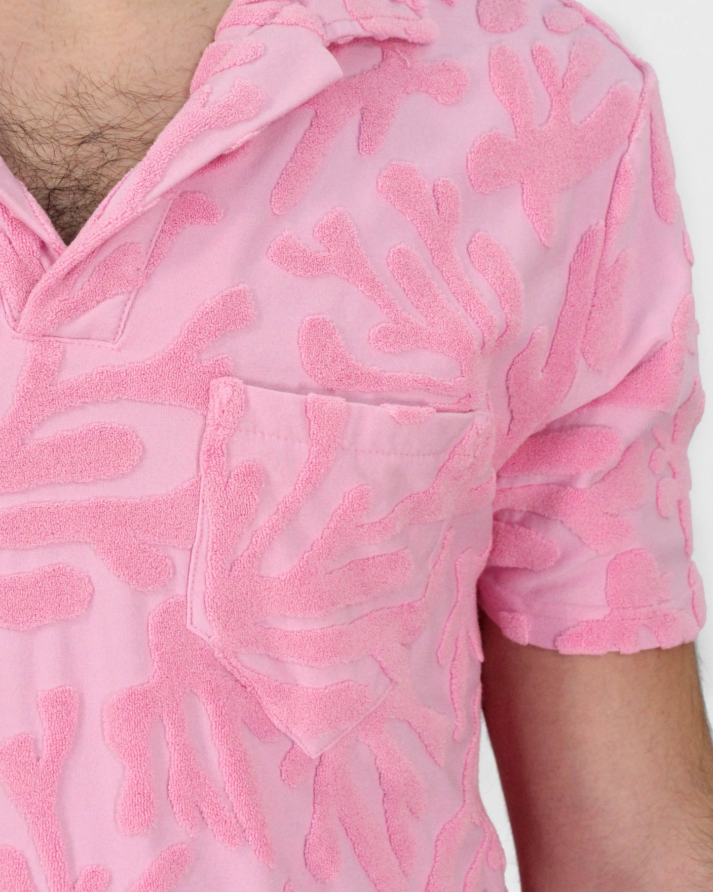 JOHNNY CORAL TOWEL POLO SHIRT IN PINK