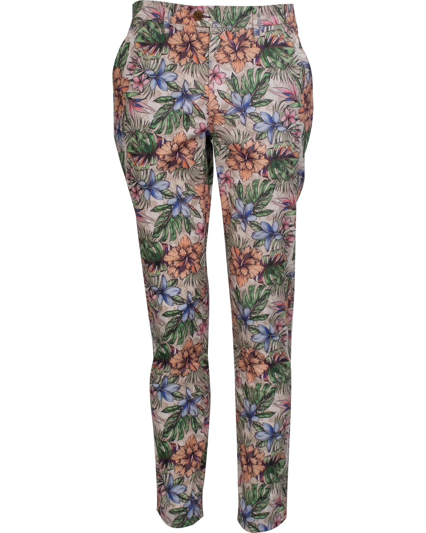 Multi colored floral printed menswear trouser/slack