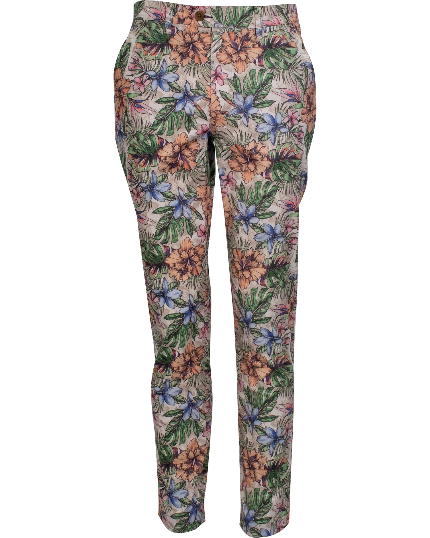 Multi colored floral printed menswear trouser/slack