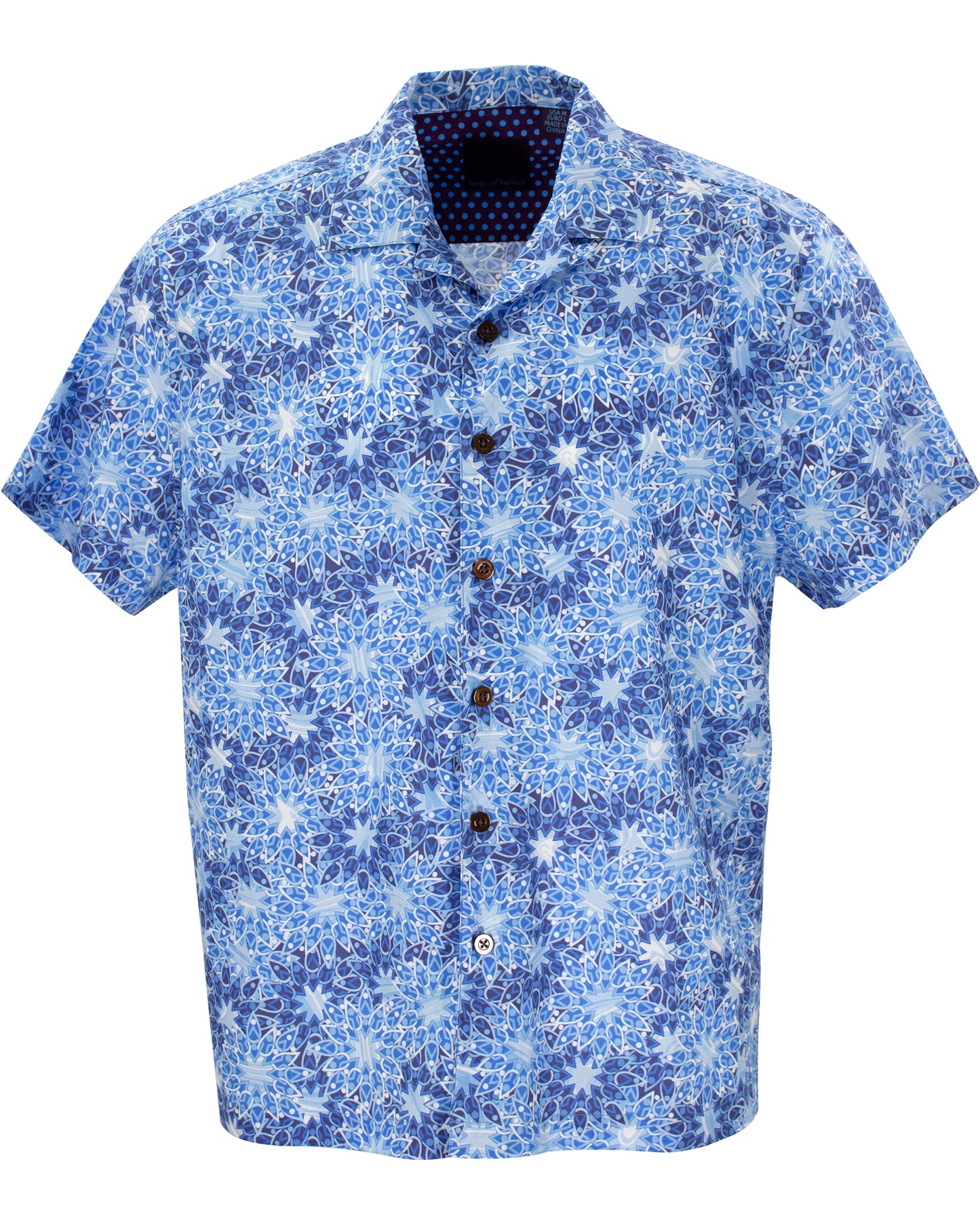 RALPH RAINFOREST MEDALLION CAMP SHIRT IN BLUE