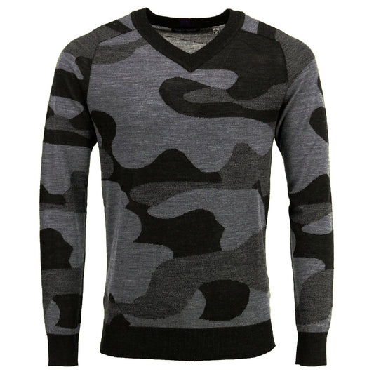Vincent Woolcamo Charcoal V-Neck Sweater