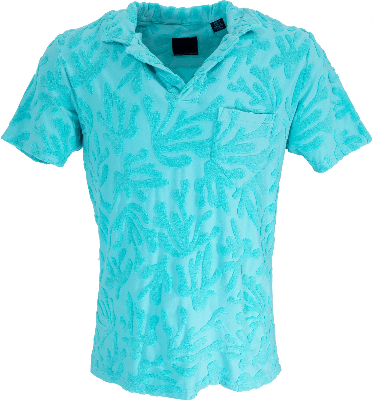 JOHNNY CORAL TOWEL POLO SHIRT IN LAGOON