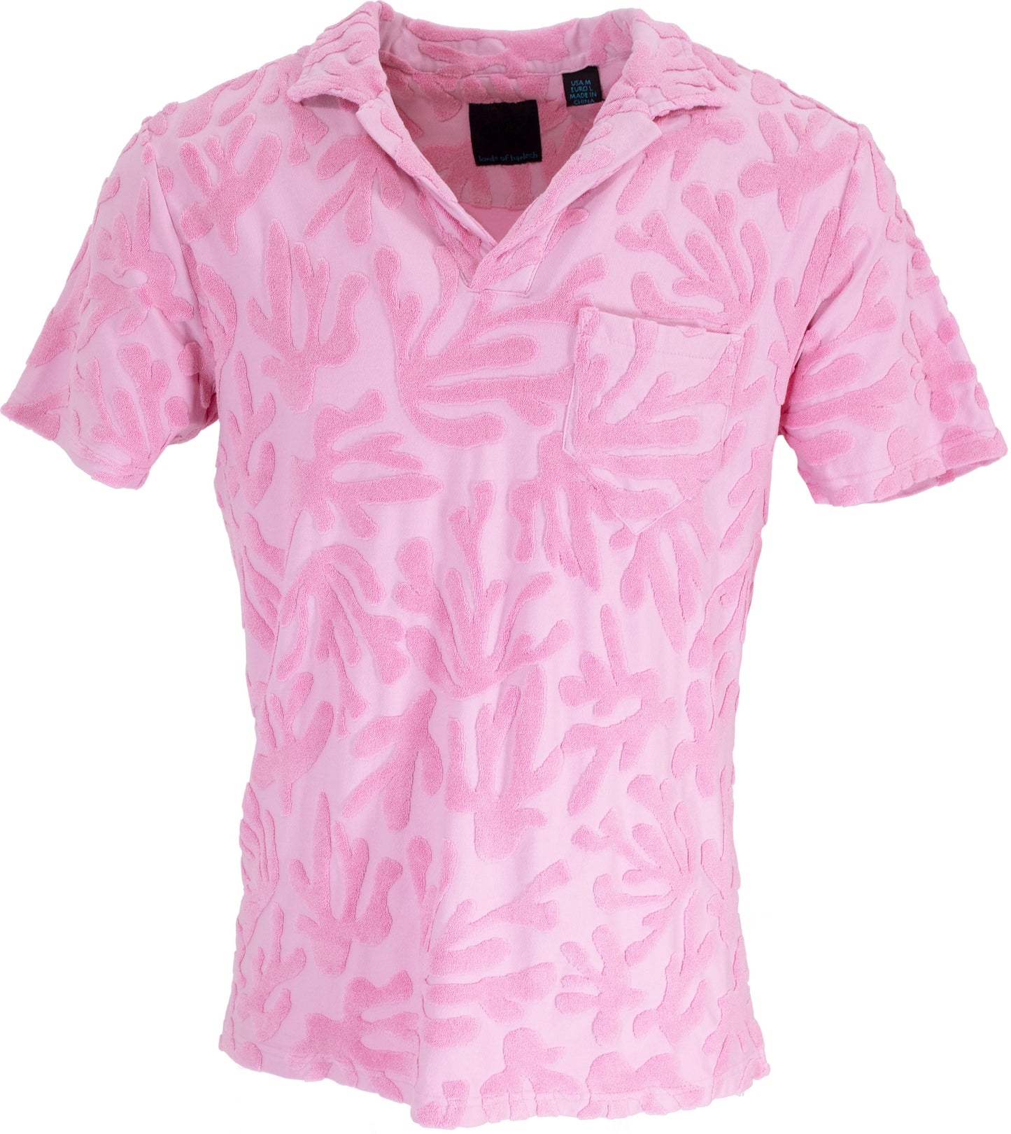 JOHNNY CORAL TOWEL POLO SHIRT IN PINK