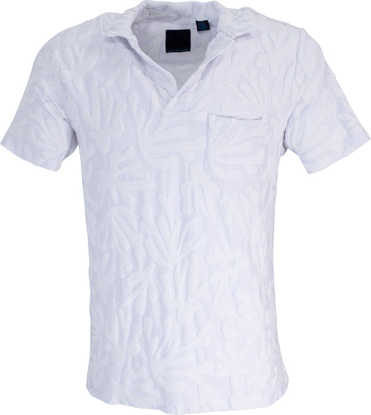 JOHNNY CORAL TOWEL POLO SHIRT IN WHITE