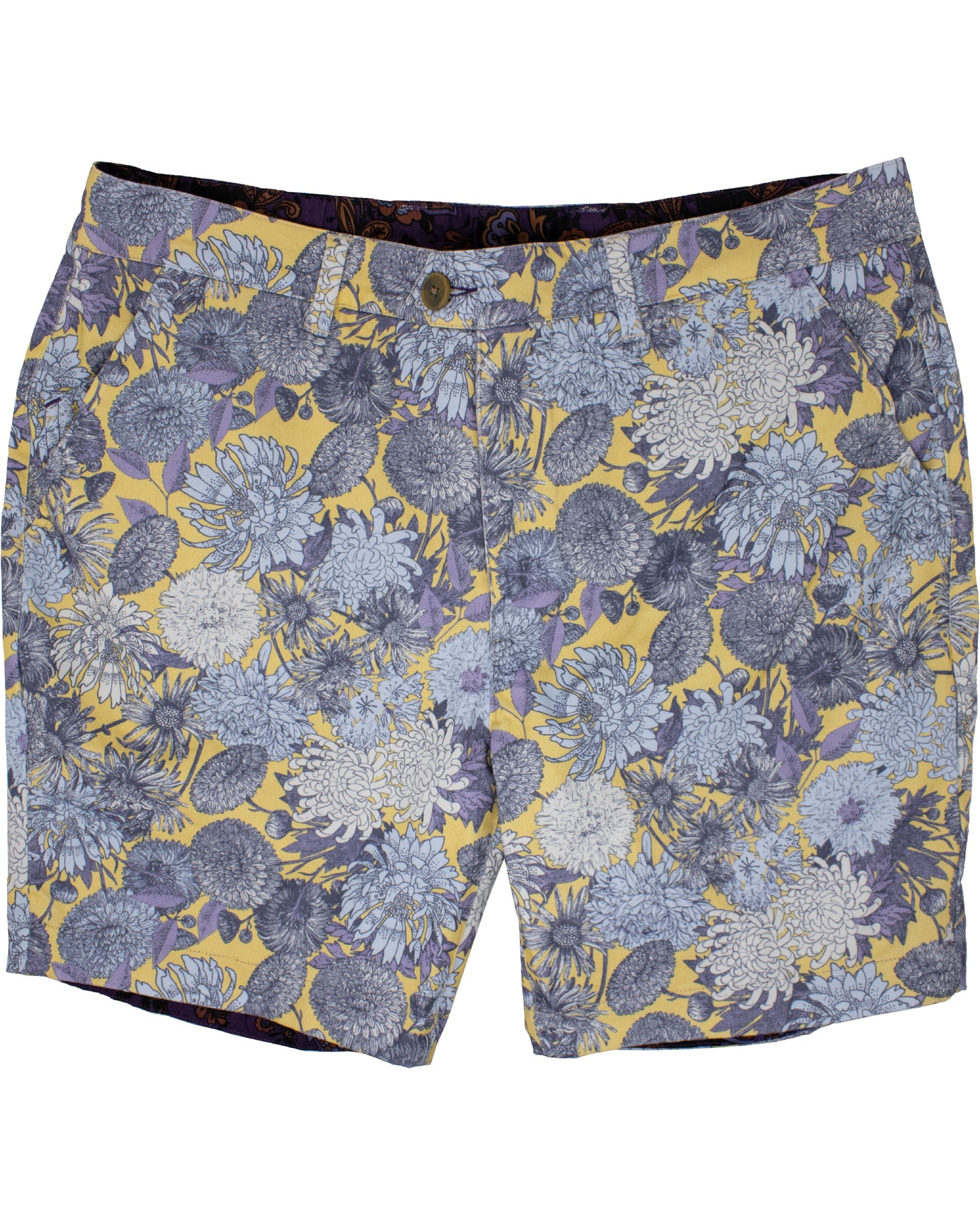 John Lux Mums Floral Yellow Shorts