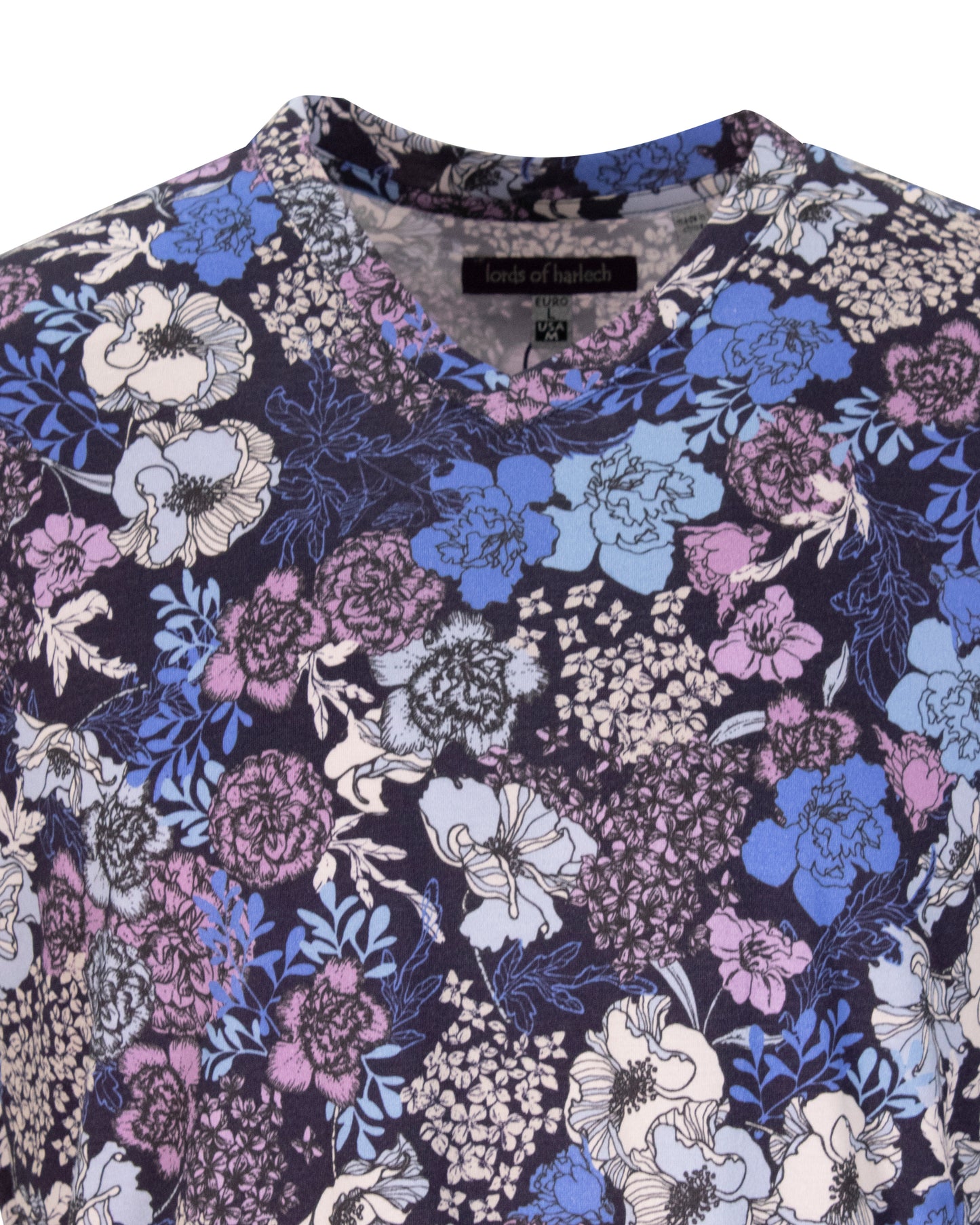 Maze Mob Floral Navy V-Neck Tee