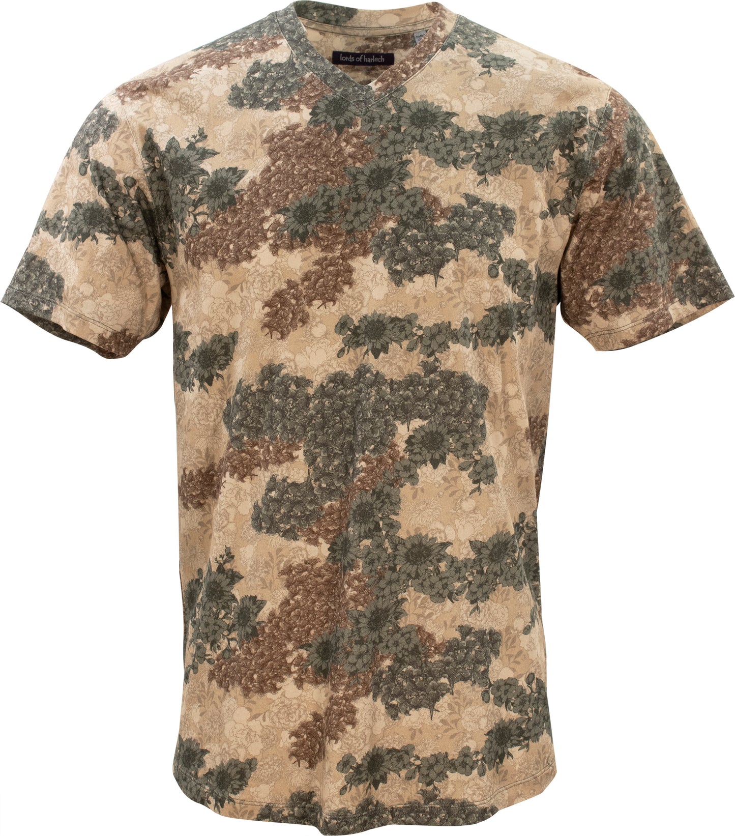 Maze Garden Camo Khaki V-Neck Tee