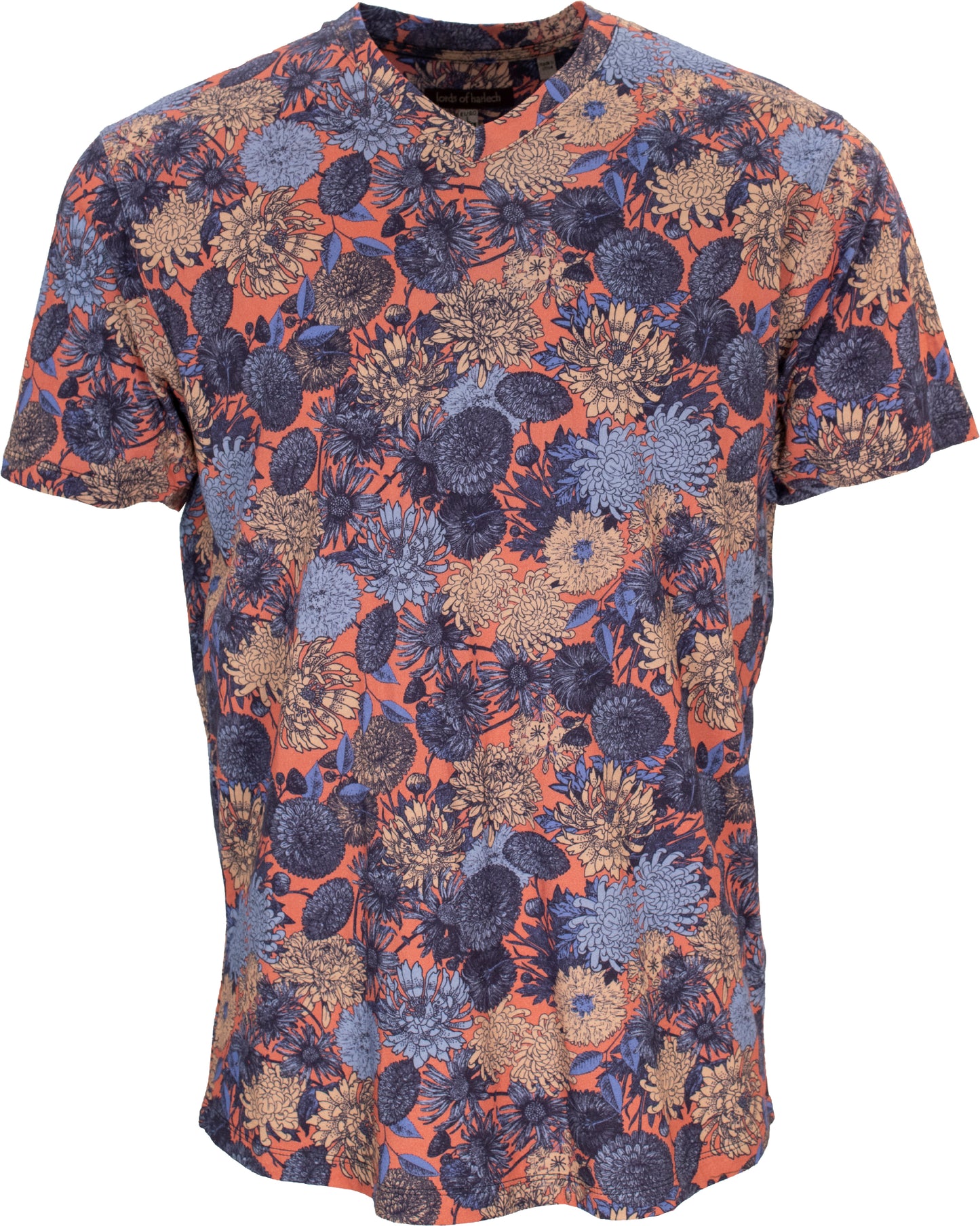 Maze Mums Floral Peach V-Neck Tee