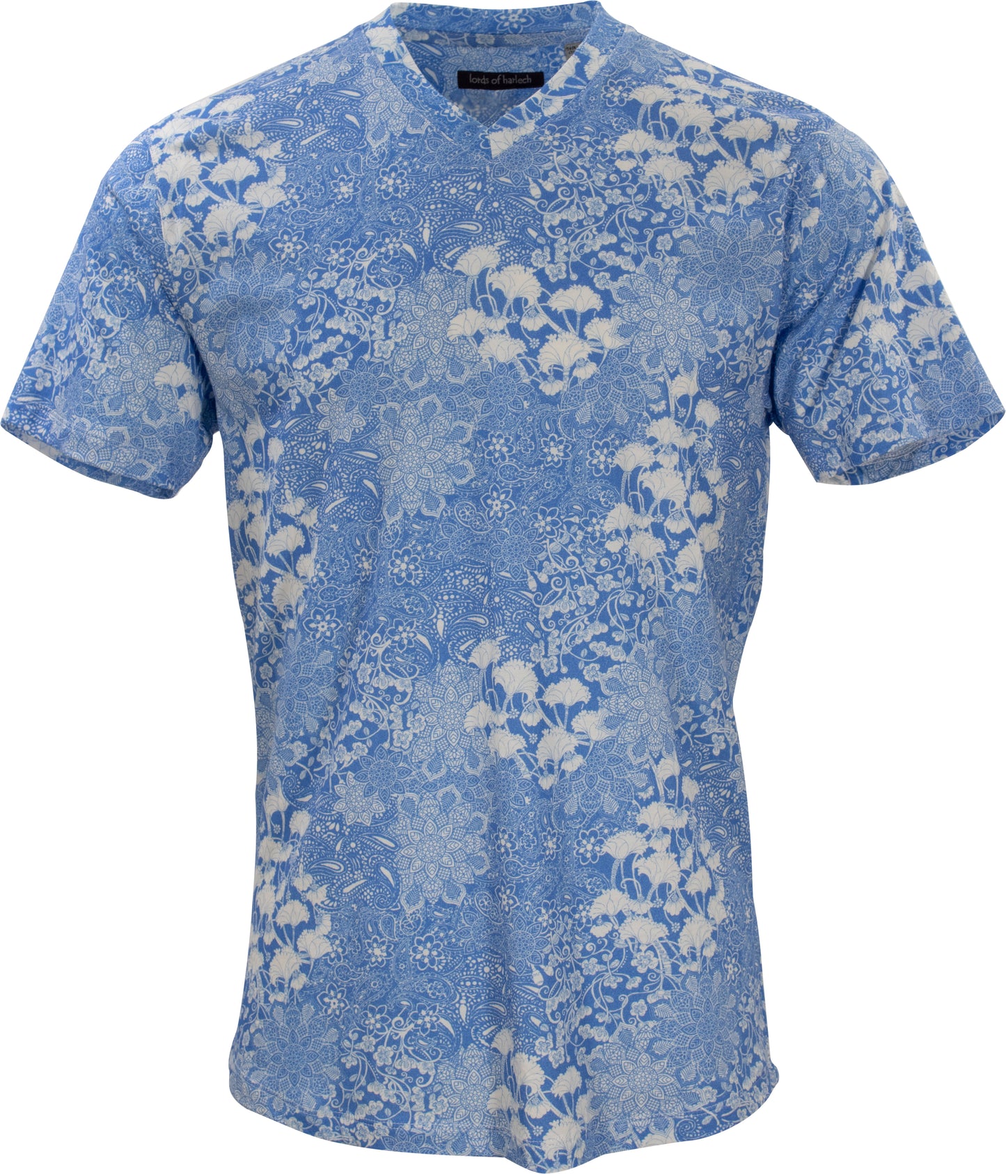 Maze Paisley Floral Blue V-Neck Tee