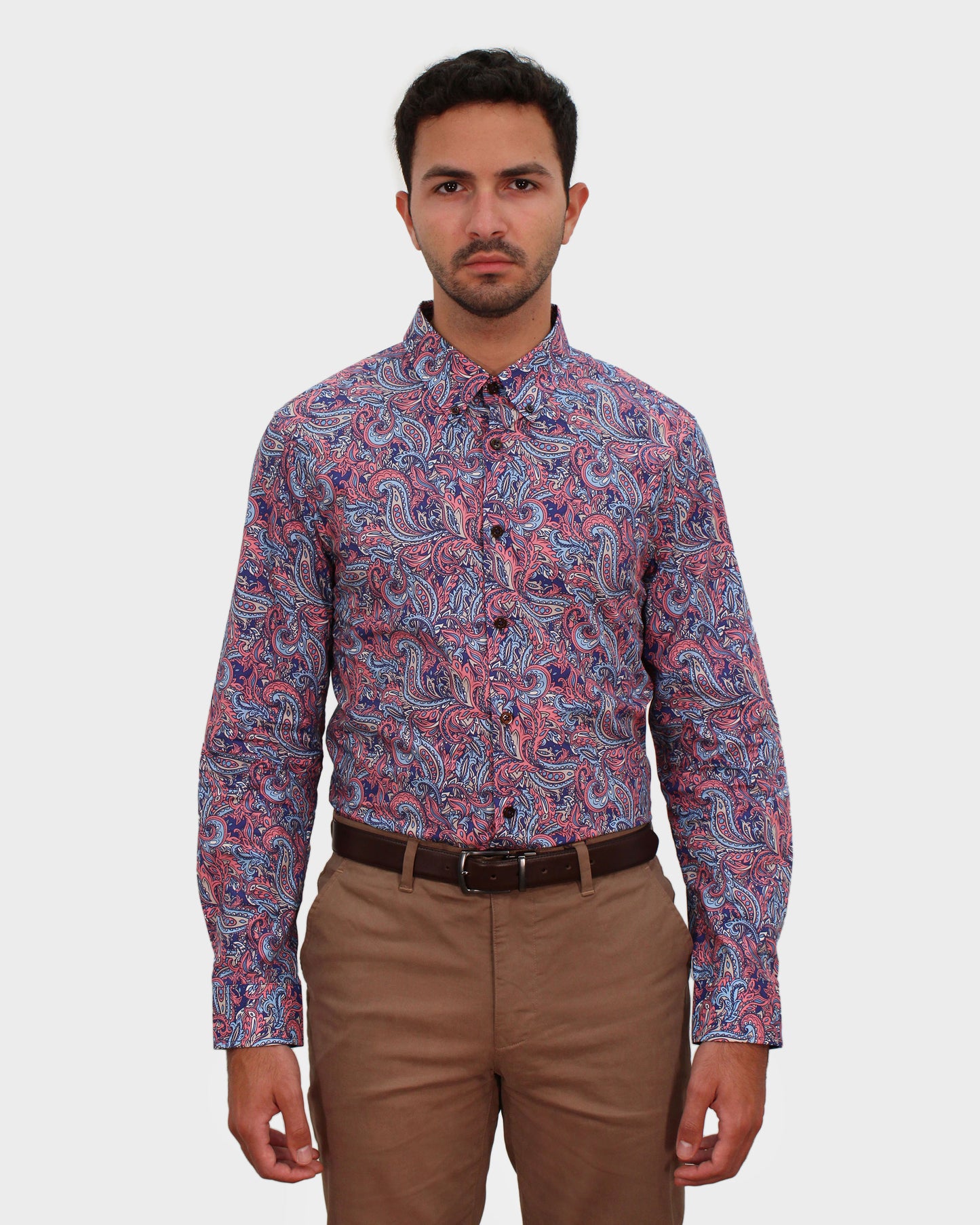 MITCHELL PAISLEY GOAL SHIRT IN STRAWBERRY