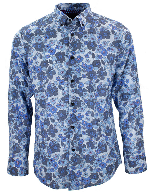 Mitchell Heist Floral Blue Shirt