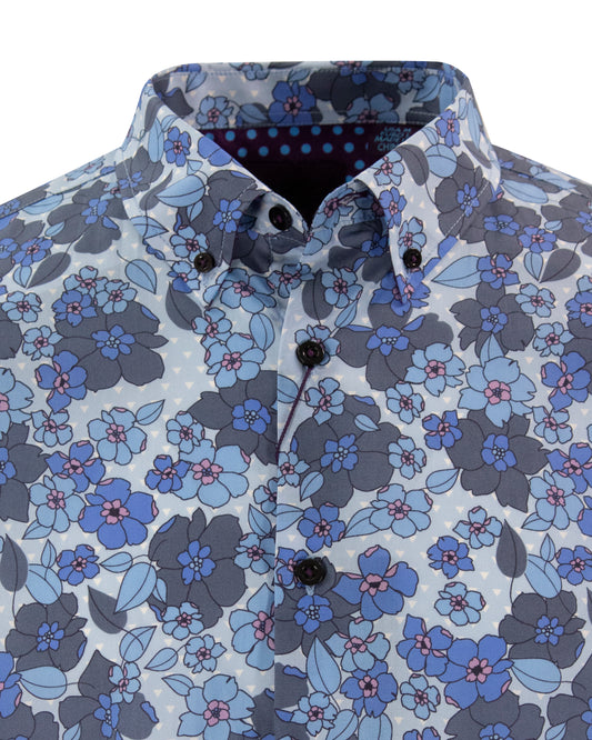 Mitchell Heist Floral Blue Shirt