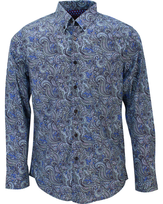 MITCHELL PAISLEY GOAL SHIRT IN OCEAN