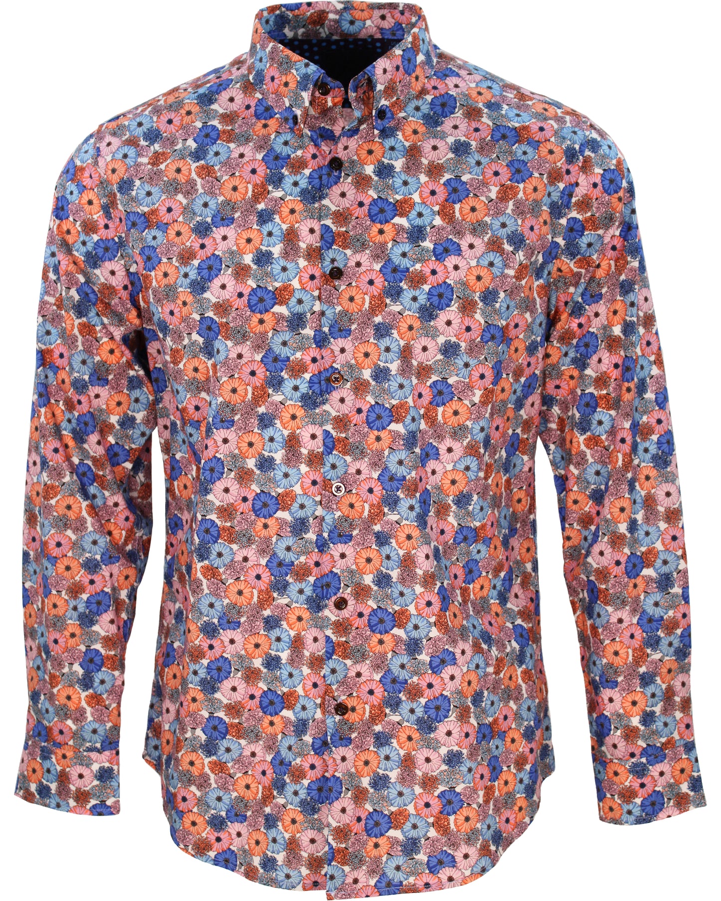 Mitchell Flowerbead Coral Blue Shirt