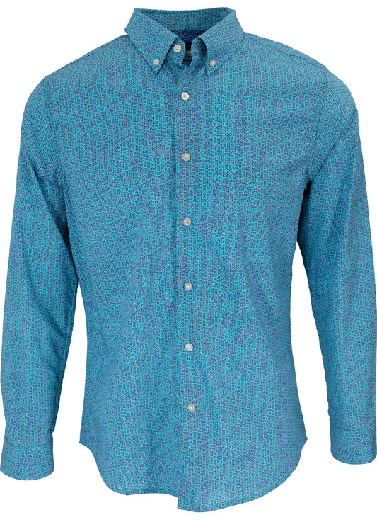 MORRIS FISH GEO SHIRT IN LAGOON