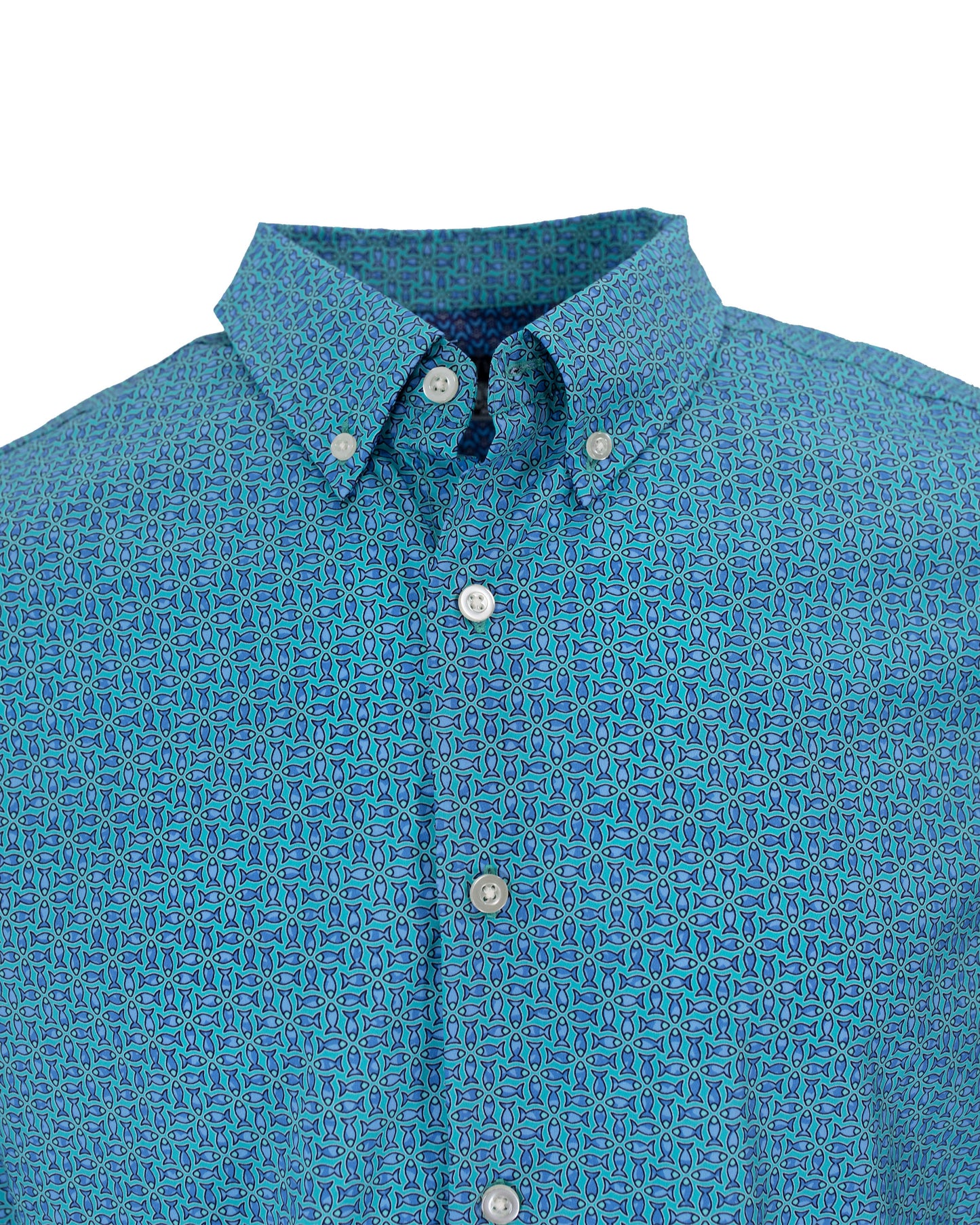 MORRIS FISH GEO SHIRT IN LAGOON