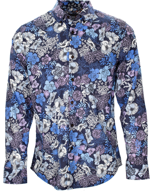 Morris Mob Floral Navy Shirt