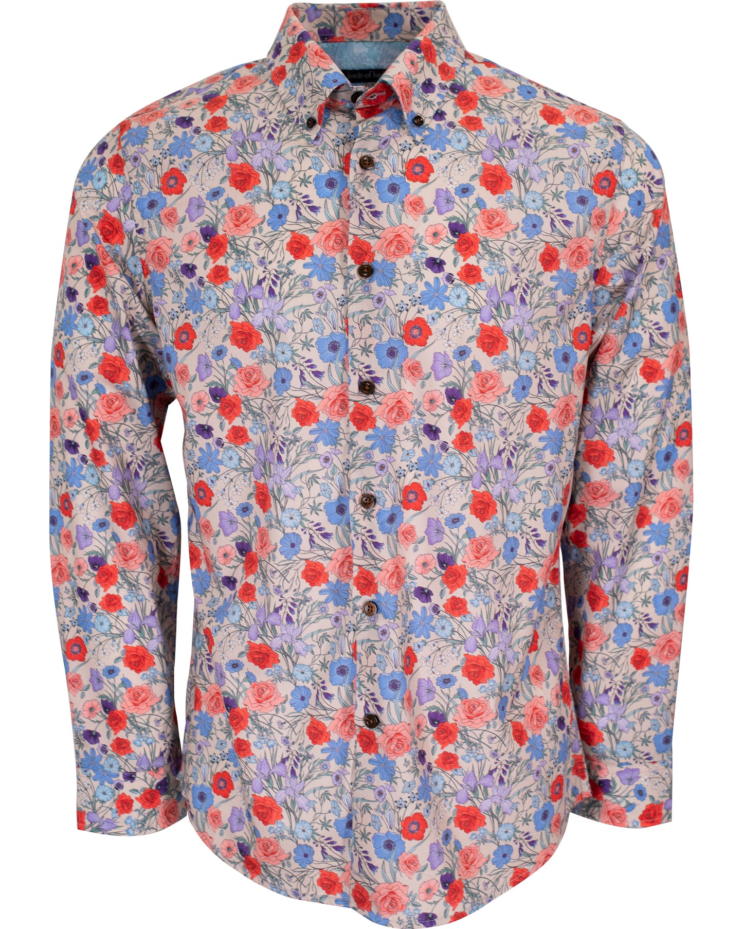 MORRIS ROSE FLORAL SHIRT IN PUMICE