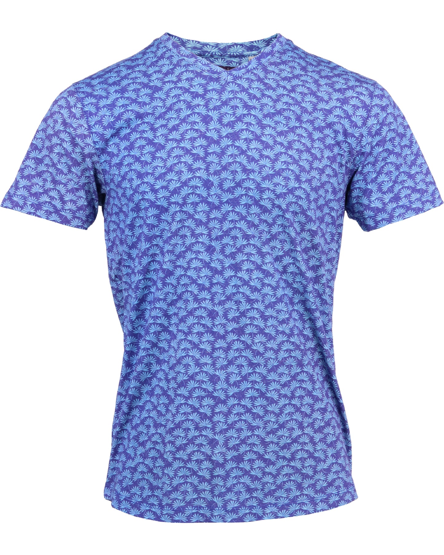 Maze Leaves Azure V-Neck Tee