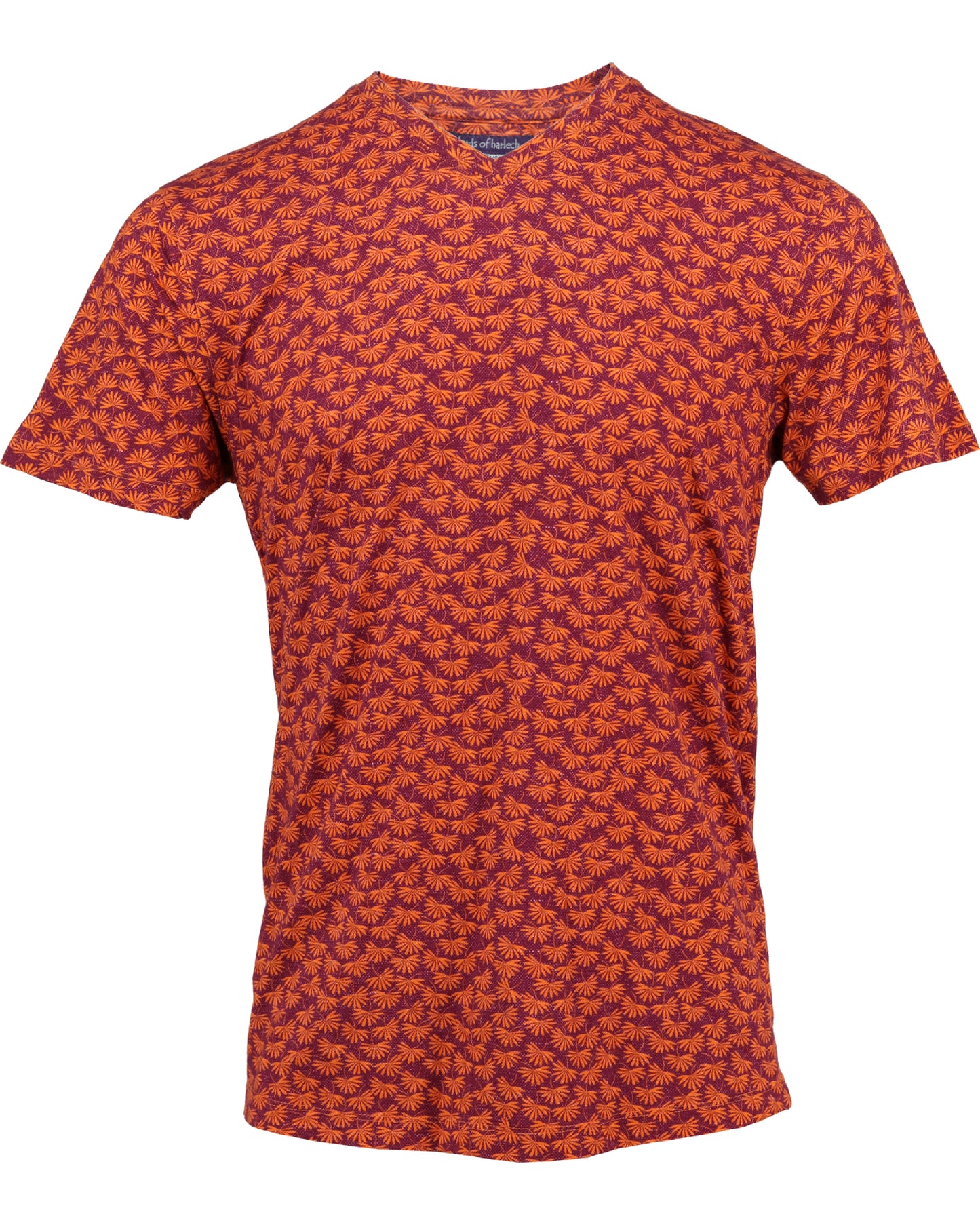 Maze Leaves Mulberry V-Neck Tee