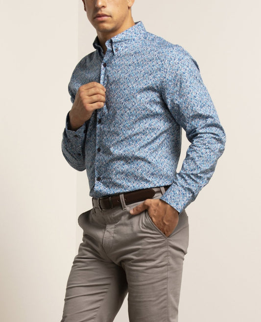 Morris Chevron Blue Shirt
