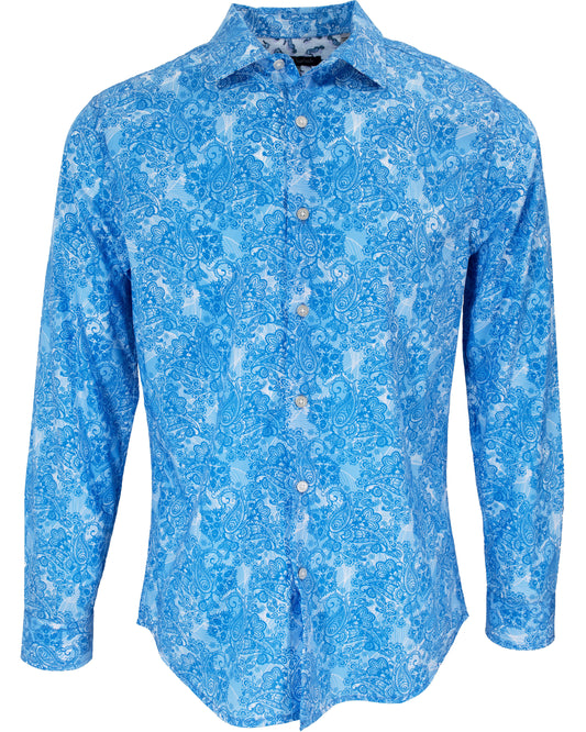 NIGEL PAISLEY WAVE SHIRT IN BLUE