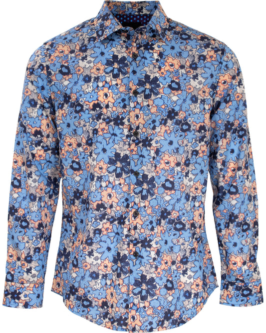 Norman Wonderbar Floral Blue Shirt