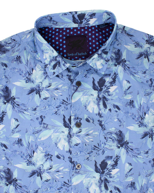 Norman Watercolor Floral Blue Shirt