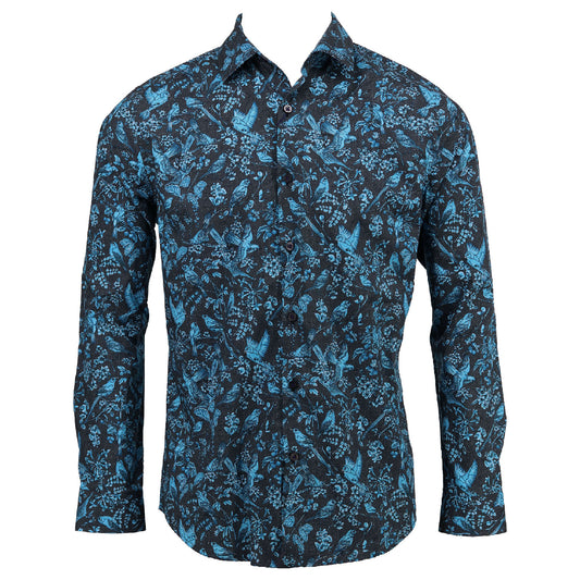 Nigel Simple Birds Charcoal Shirt