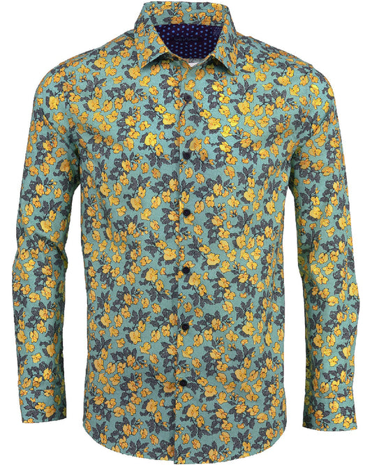 Norman Windy Flowers Teal Shirt