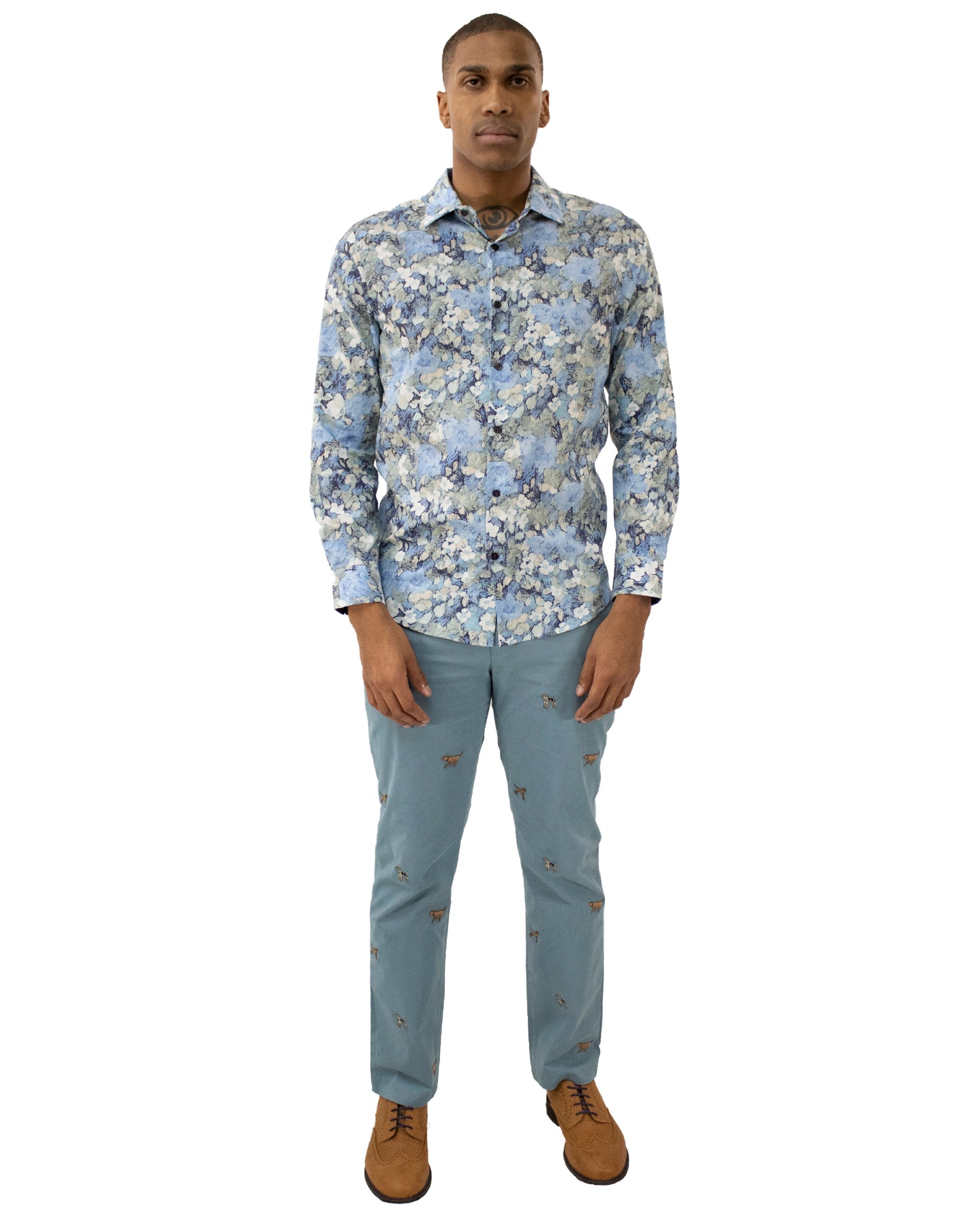 Norman Painters Floral Blue Shirt