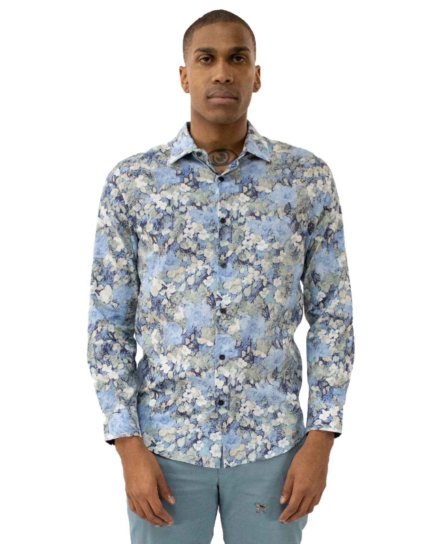 Norman Painters Floral Blue Shirt