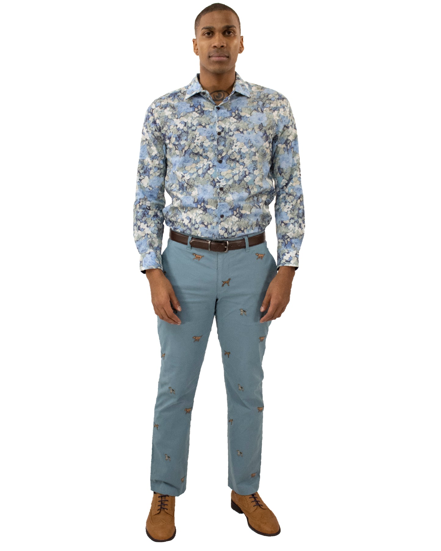 Norman Painters Floral Blue Shirt