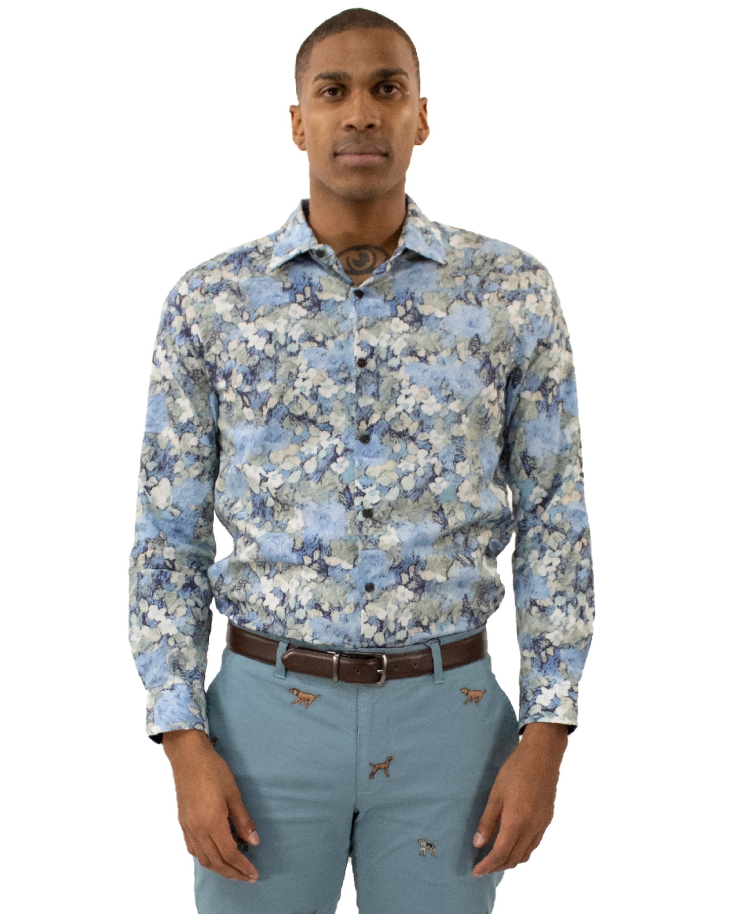 Norman Painters Floral Blue Shirt