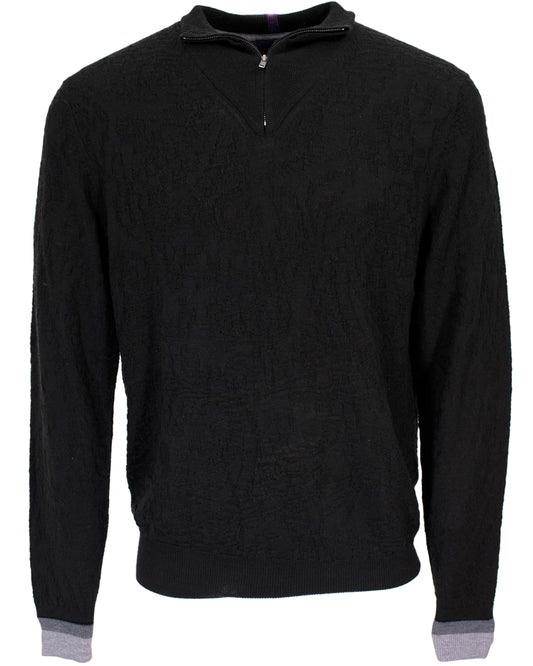 QUINN QUARTER-ZIP MERINO SWEATER IN BLACK