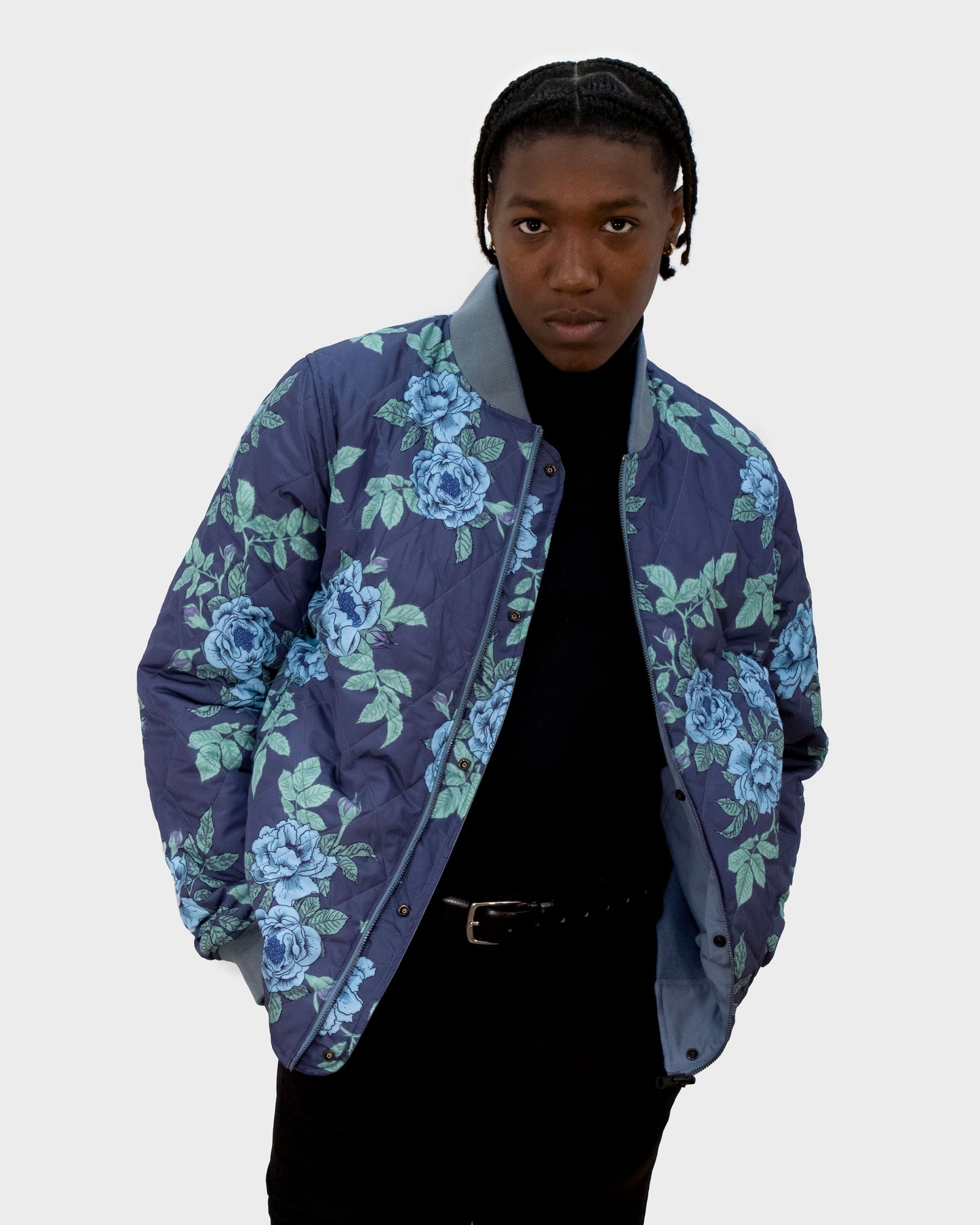 RON REVERSIBLE BOMBER JACKET IN AEGEAN