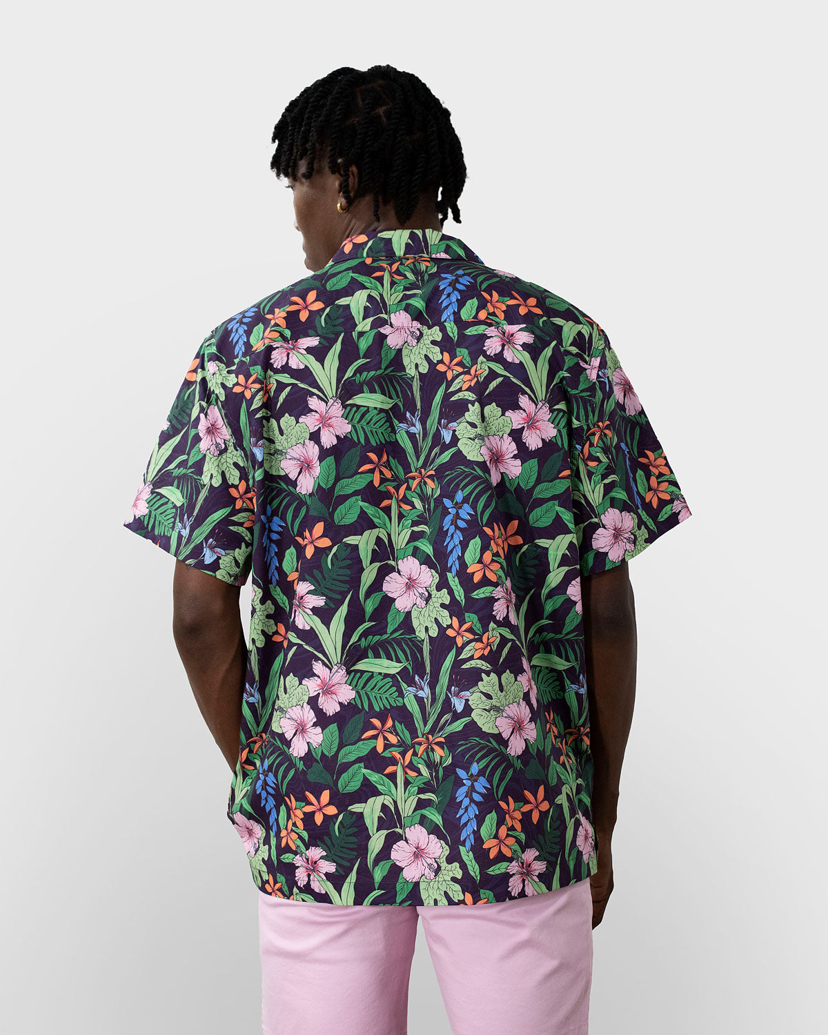 RALPH SWIRL FLORAL CAMP SHIRT IN PURPLE